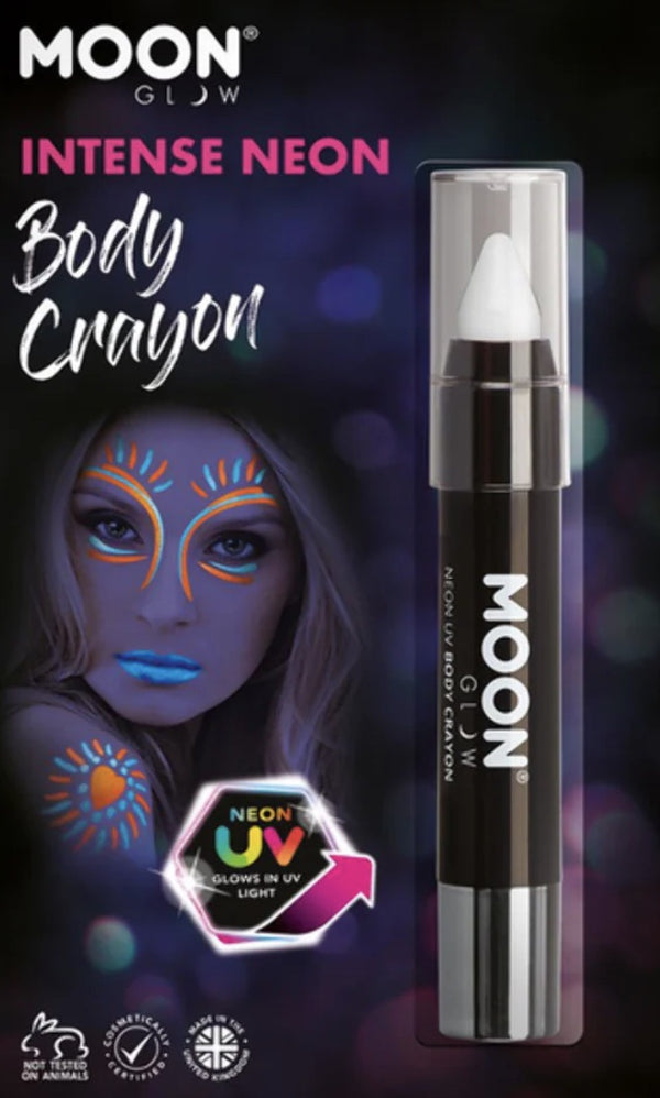 Moon Glow Intense Neon UV Body Crayons, White, 3.2g